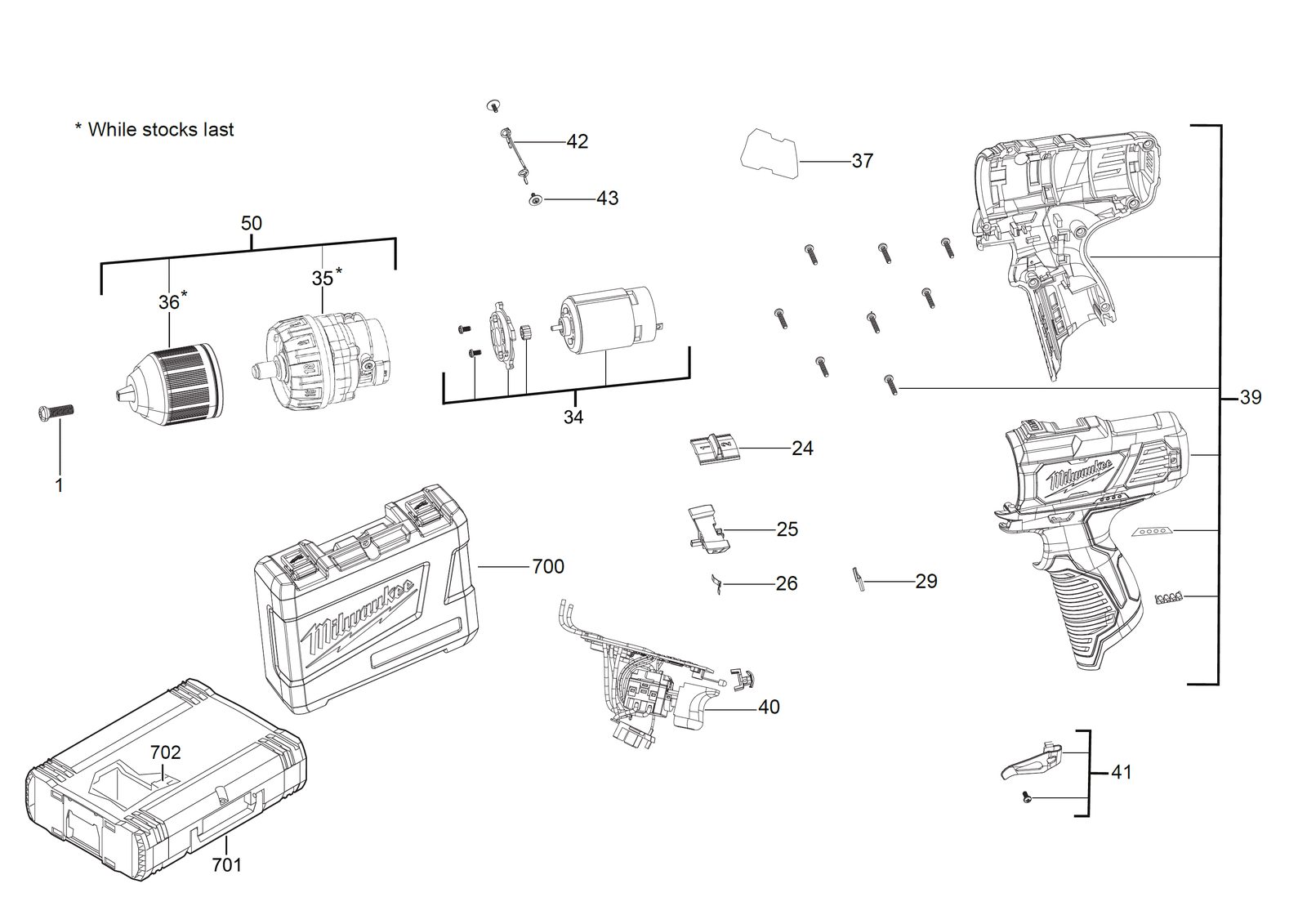 Взрыв-схема Дрель-шуруповёрт Milwaukee M12BDD-202C