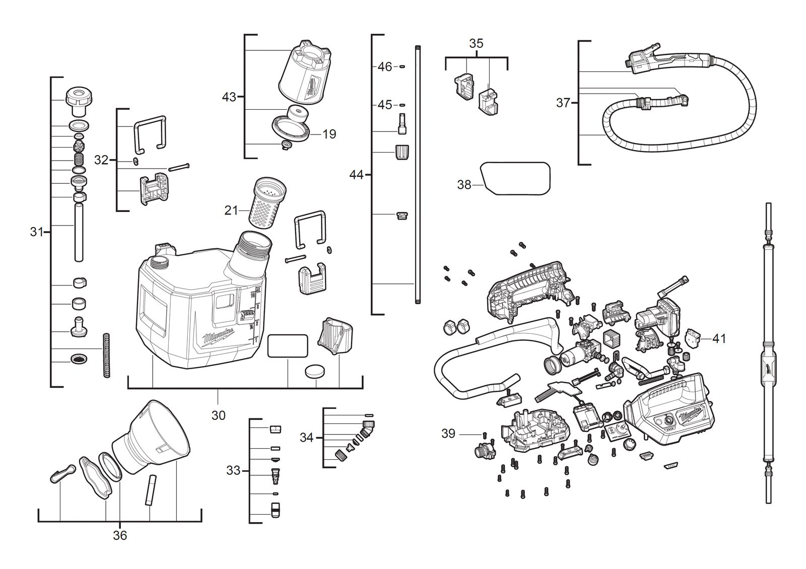 Взрыв-схема Пила Milwaukee M12BHCS3L-0