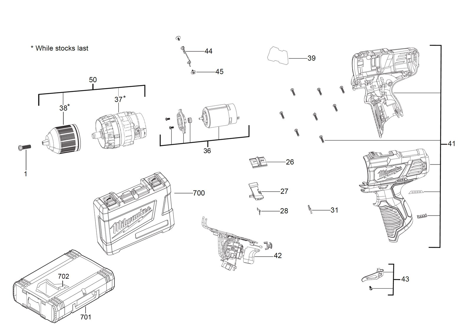 Взрыв-схема Дрель-шуруповёрт Milwaukee M12BPD-202C