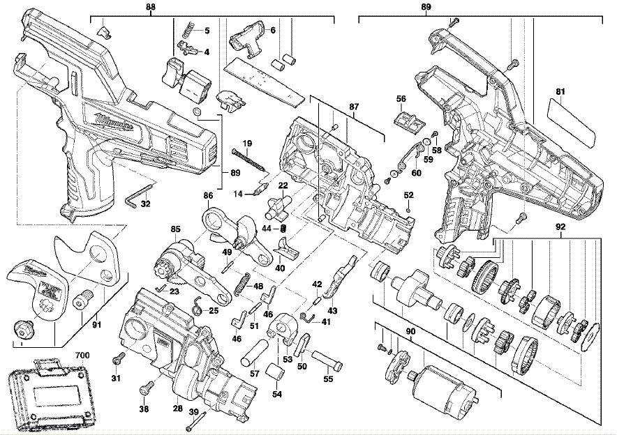 Взрыв-схема Пила Milwaukee M12CC-0
