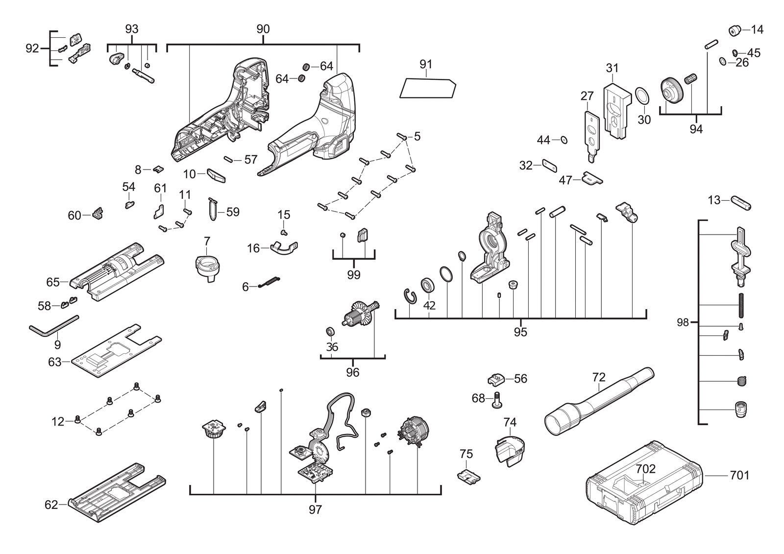 Взрыв-схема Лобзик Milwaukee M12FJS-422X