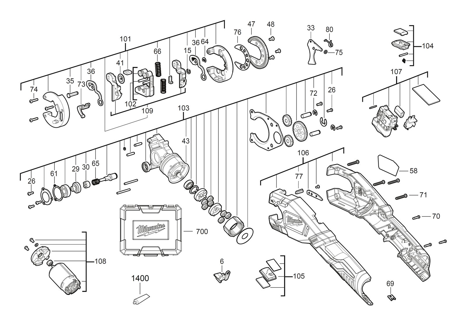 Взрыв-схема Пила Milwaukee M12PCSS-202C