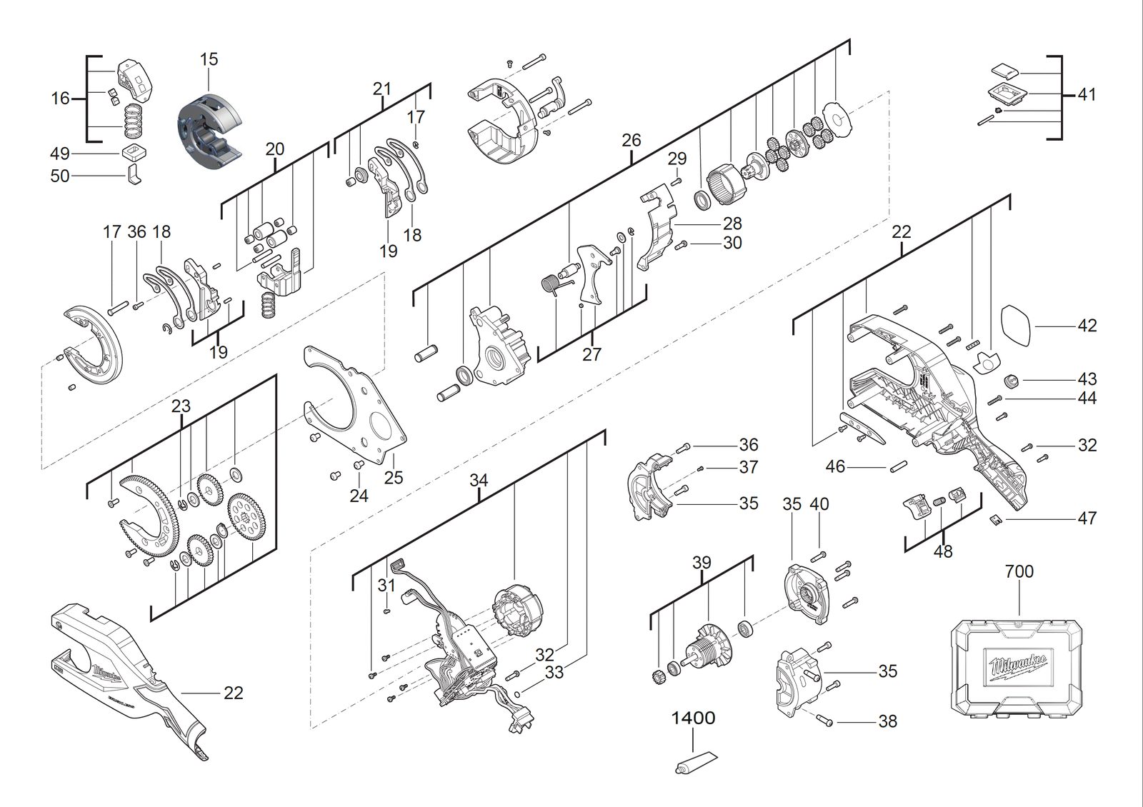 Взрыв-схема Пила Milwaukee M12PCSS54-0