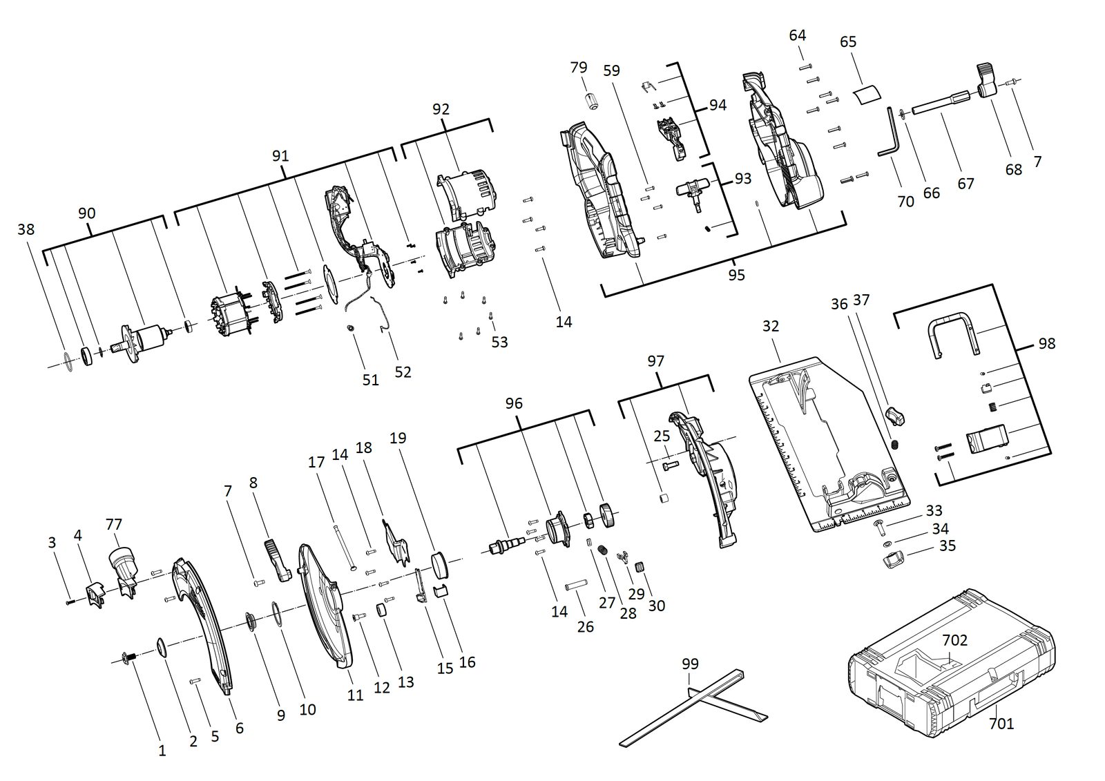 Взрыв-схема Пила Milwaukee M18BLCS66-502X IN2