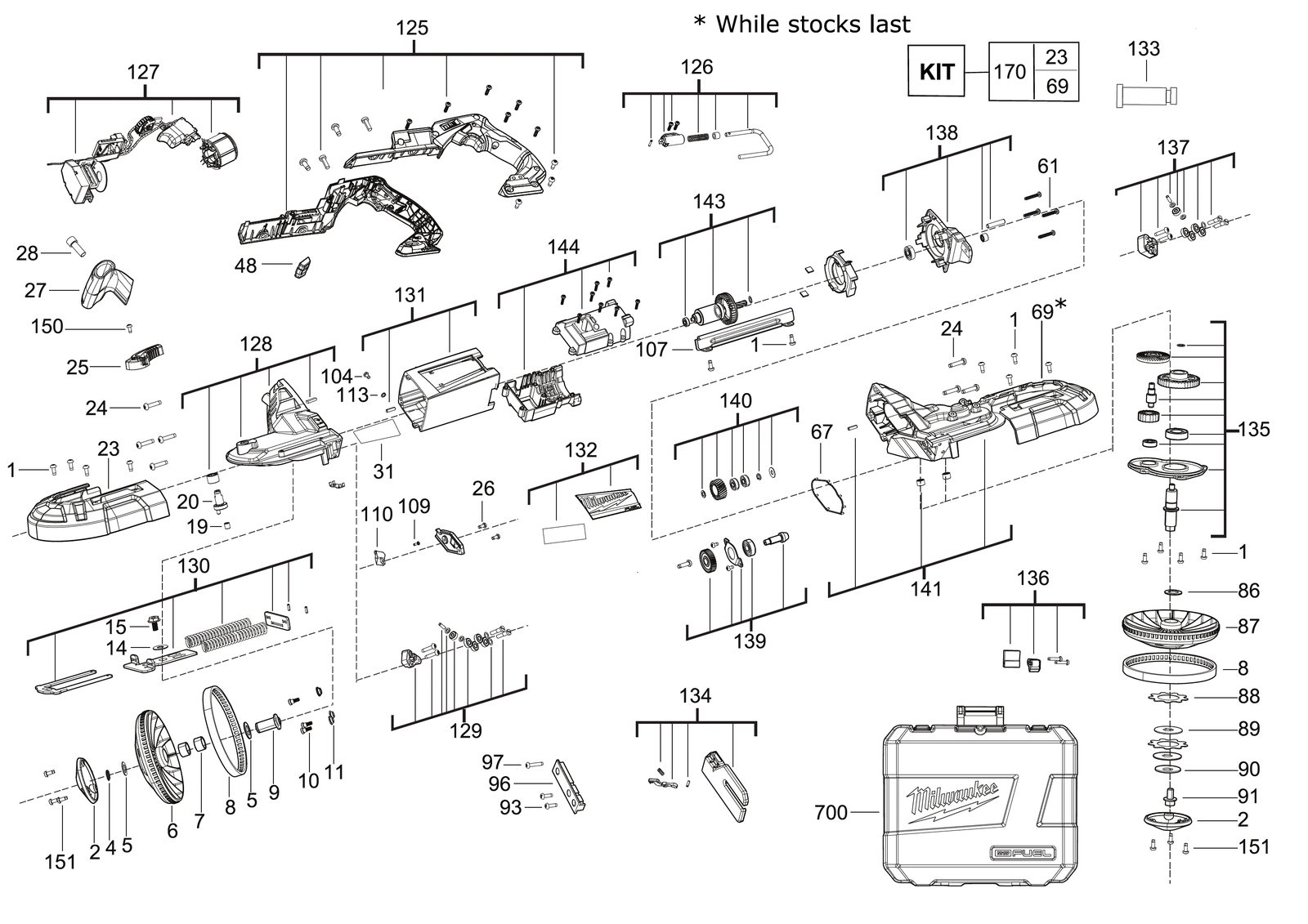 Взрыв-схема Пила Milwaukee M18CBS125-0