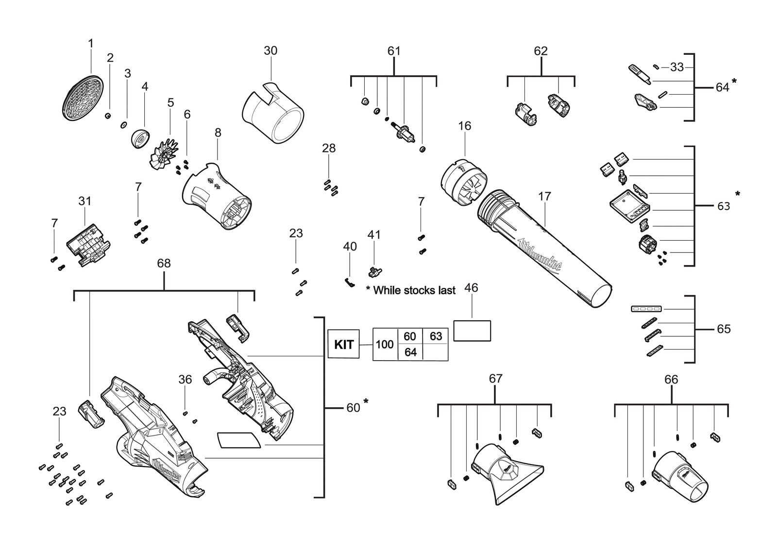 Взрыв-схема Аккумулятор или зарядное устройство Milwaukee M18F2BL-802