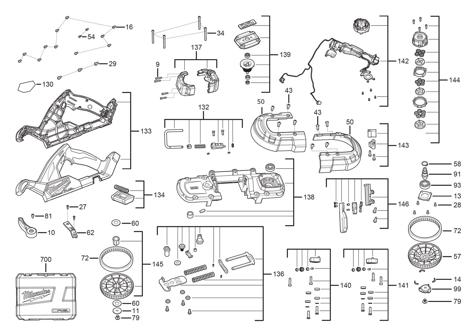 Взрыв-схема Пила Milwaukee M18FBS85-0C