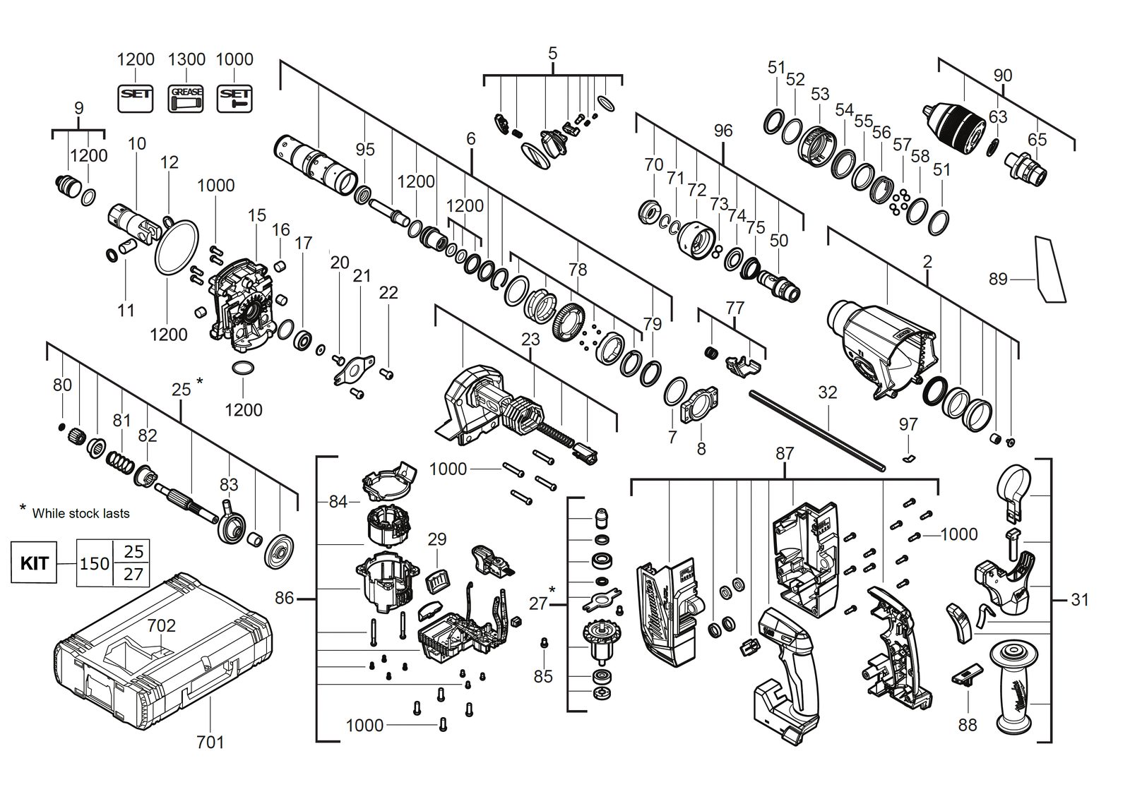 Взрыв-схема Перфоратор Milwaukee M18FHX-552X