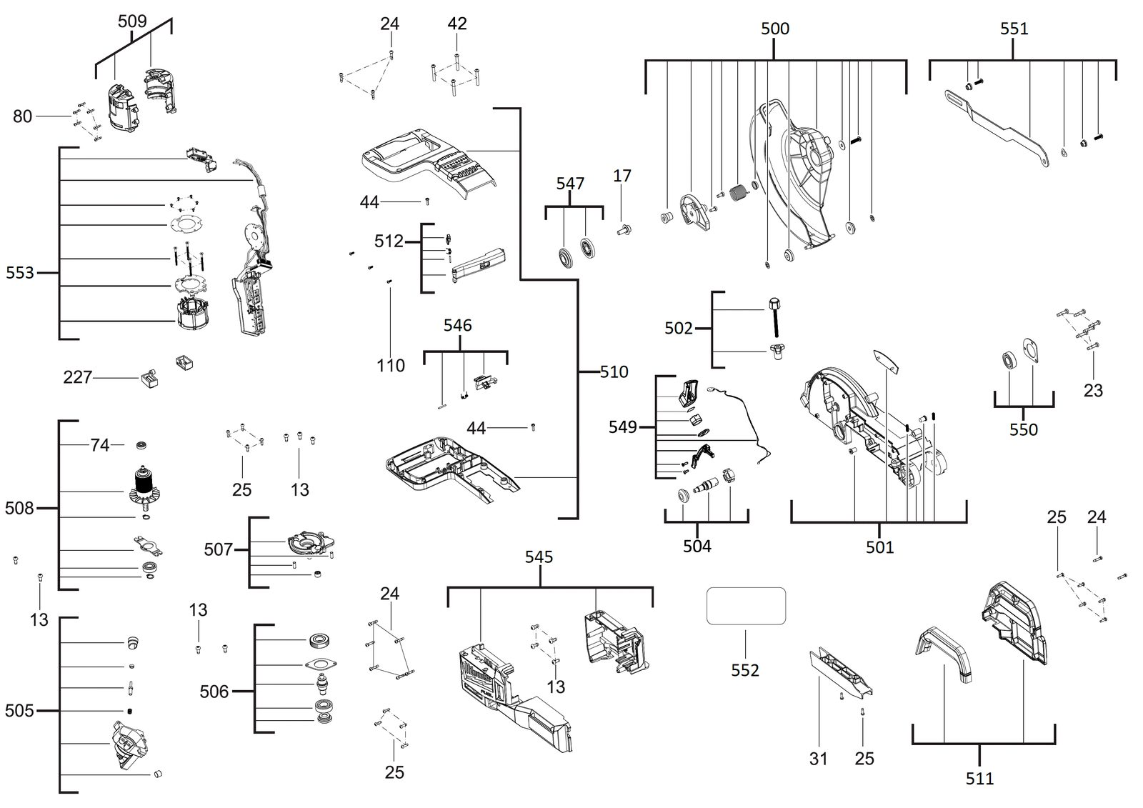 Взрыв-схема Milwaukee M18FMS254-0 — лист 1
