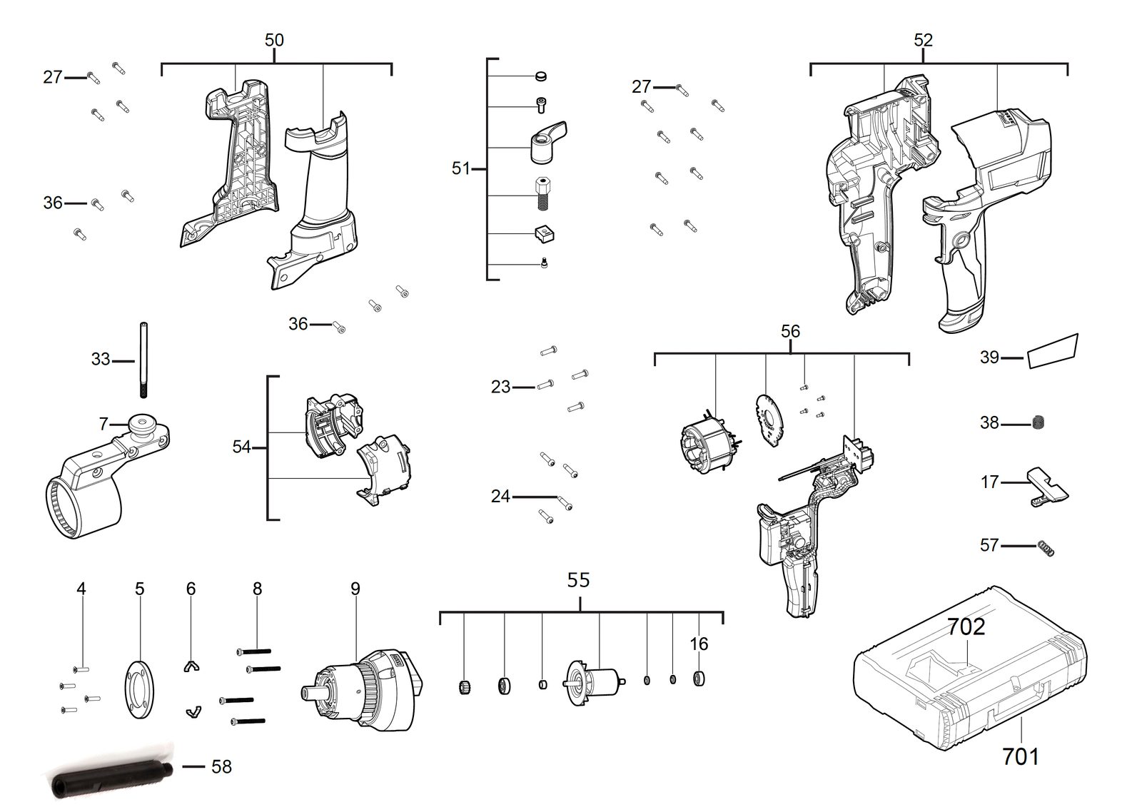 Взрыв-схема Инструмент Milwaukee M18FPM-0X