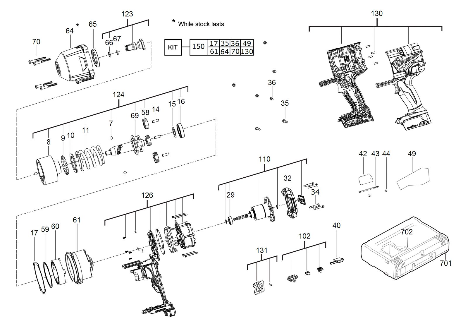 Взрыв-схема Гайковёрт Milwaukee M18ONEFHIWF34-502X