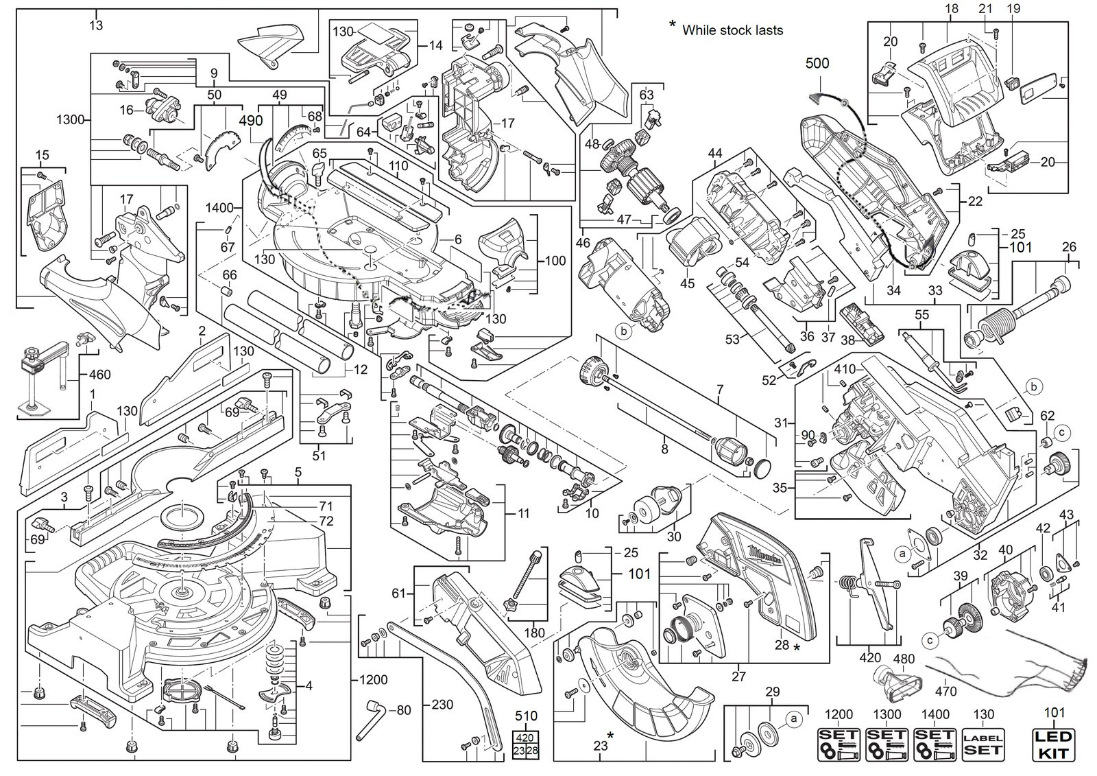 Взрыв-схема Торцовочная пила Milwaukee MS305DB